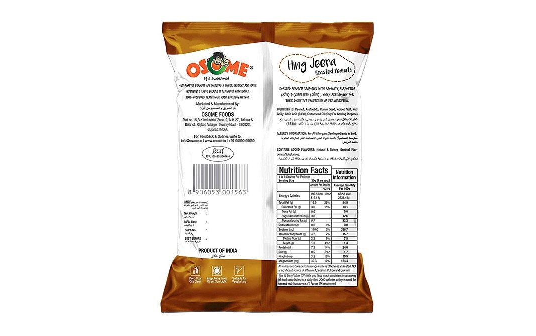 Osome Hing Jeera Roasted Peanuts    Pack  30 grams